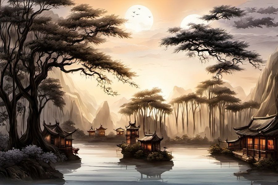 男人黄色巨蟒缠身