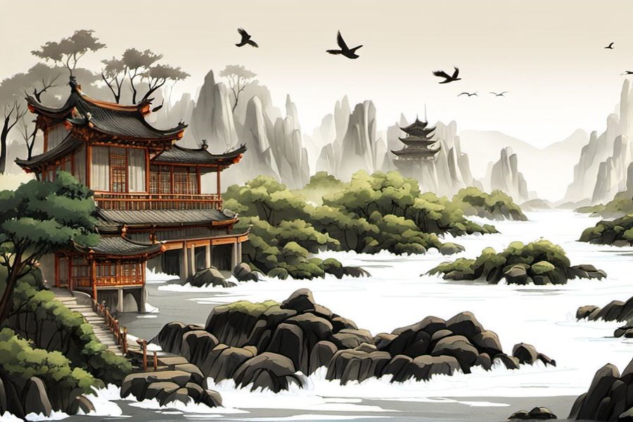 河水上涨淹到路上了