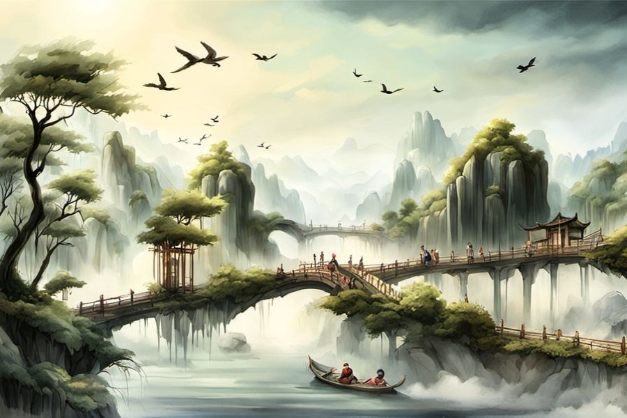 一群小孩子围着我