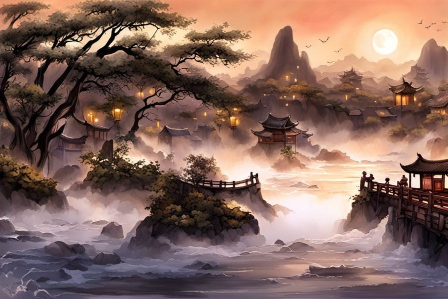 河里涨大水很浑浊