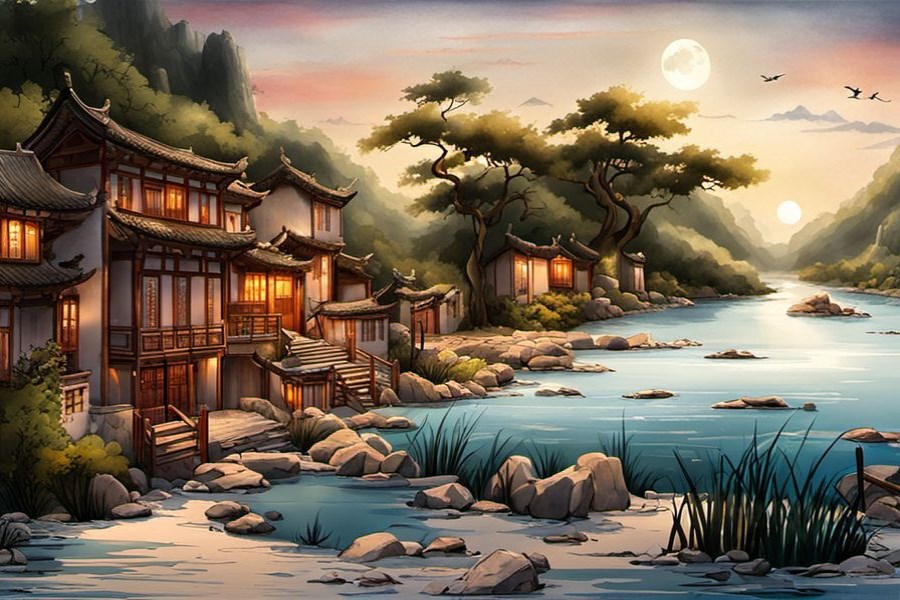 晚上出太阳