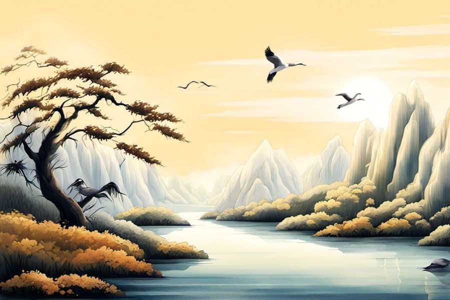 在河里游泳