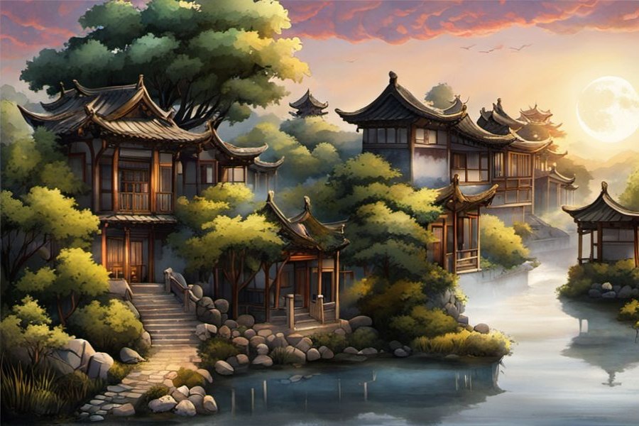 在河边走路