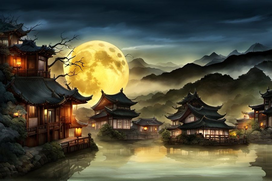 自已在河里游泳