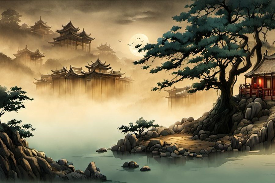 在山上放牛