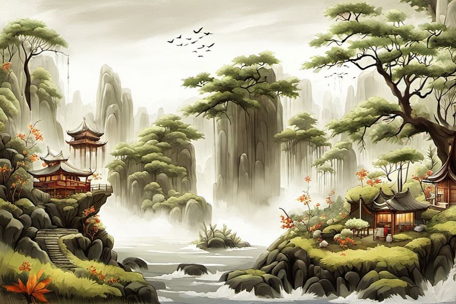 门前的河里正在埋葬