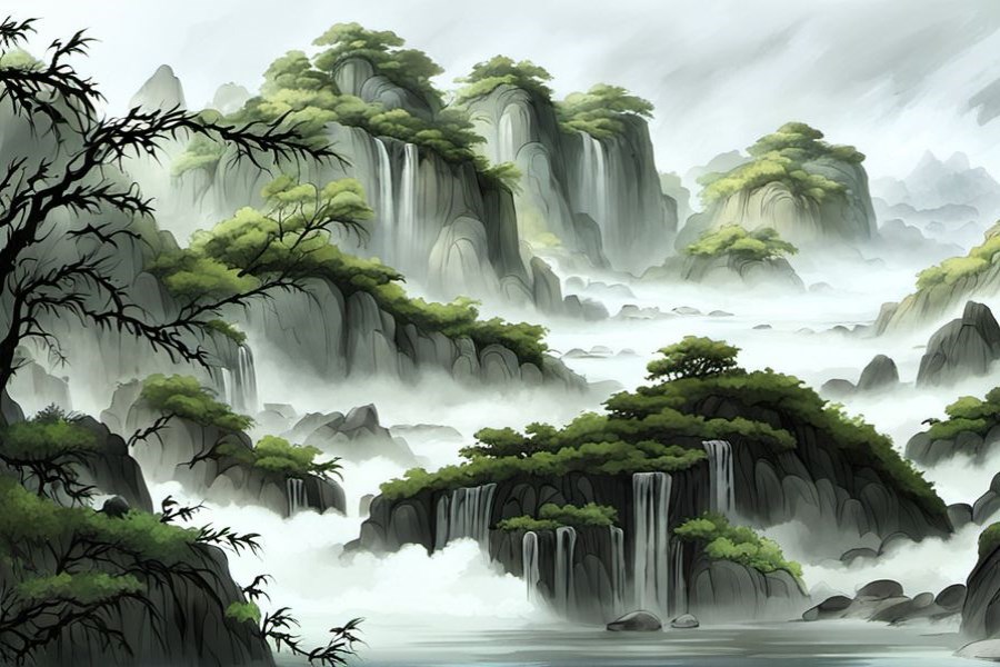 一只尾巴很长的狐狸