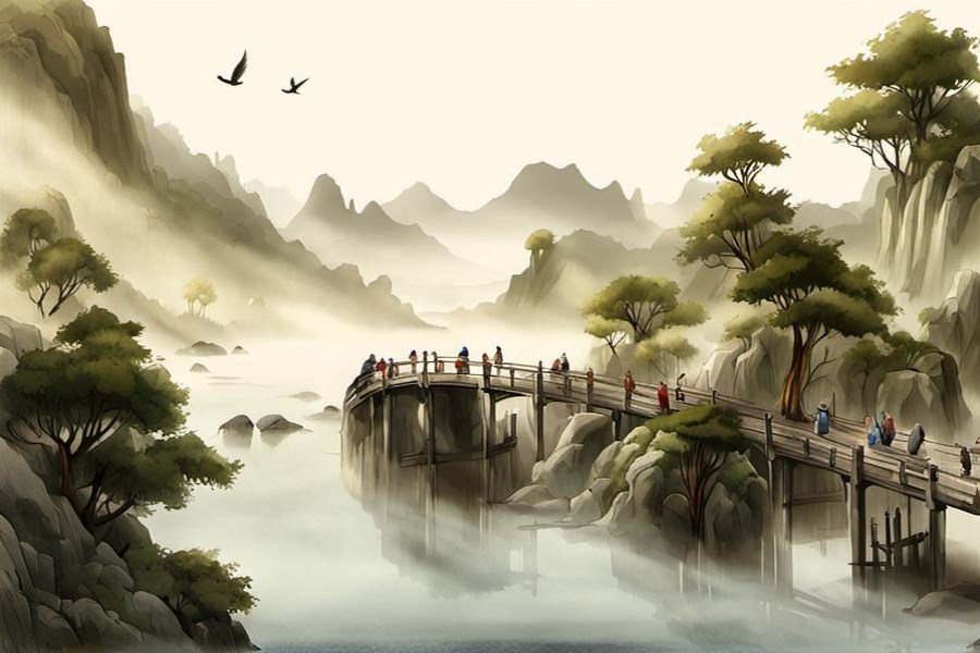 和女人爬山