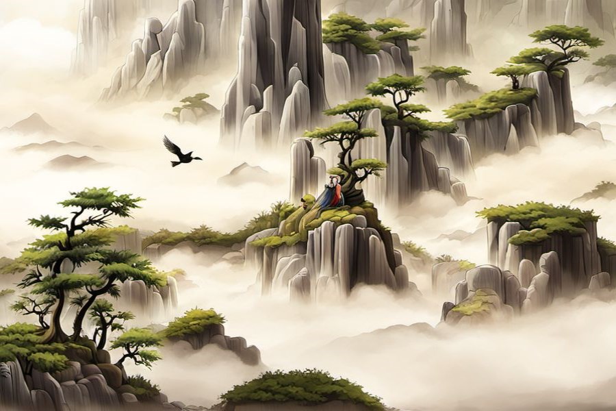山上很多杨树