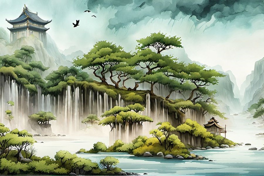 我在院子里登高