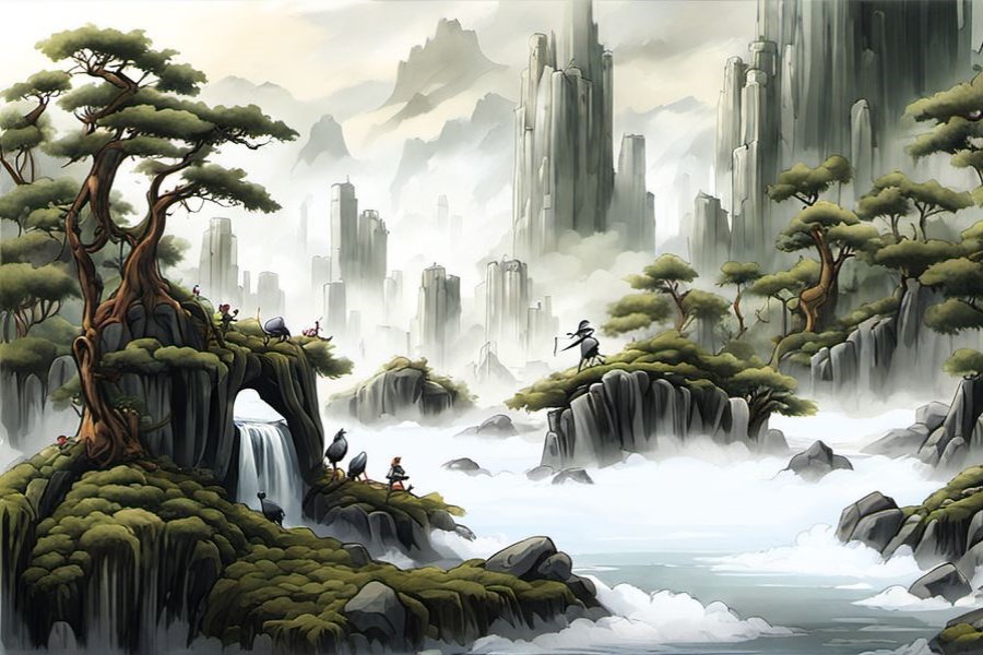 摘树上的绿皮核桃