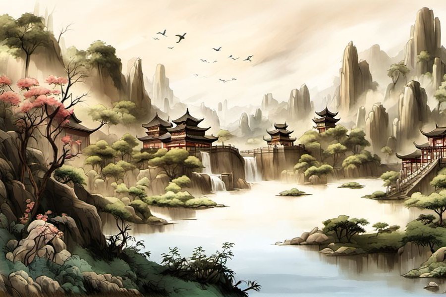 山坡崩落巨石