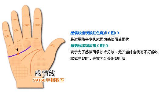 手相图解大全:3、感情线看婚姻爱情