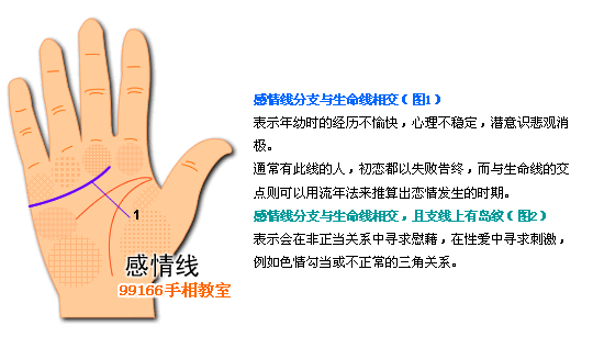 手相图解大全:3、感情线看婚姻爱情