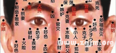 男人眼部痣的位置与命运图