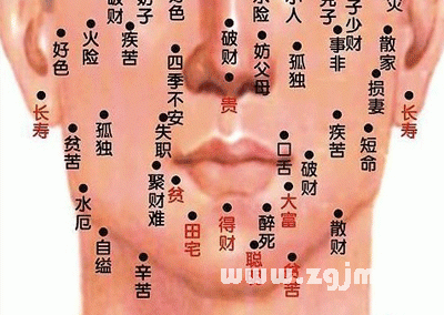 男人脸部痣的位置与命运图